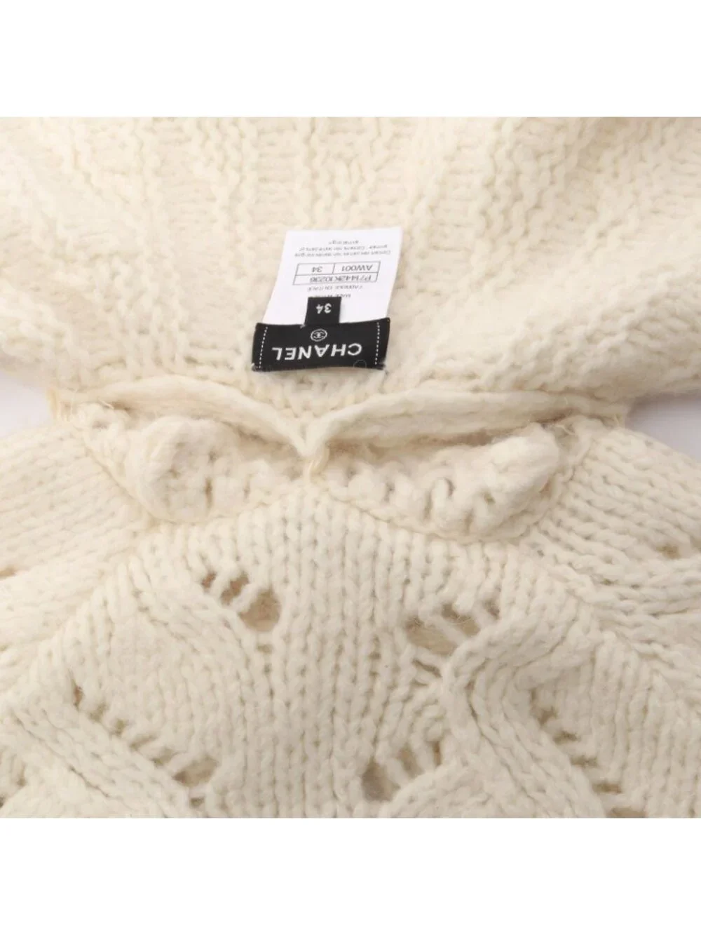 Chanel Knit CC Logo Button Cable Wool Sweater